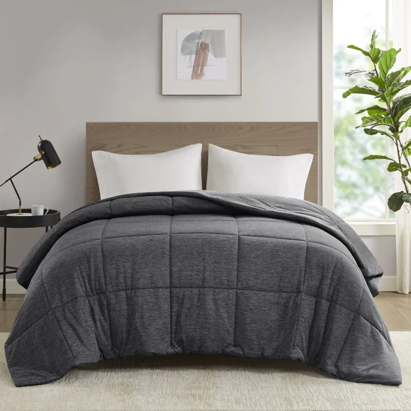 Comfort Cool Jersey Knit Full/Queen Oversized Down Alternative Comforter - Black