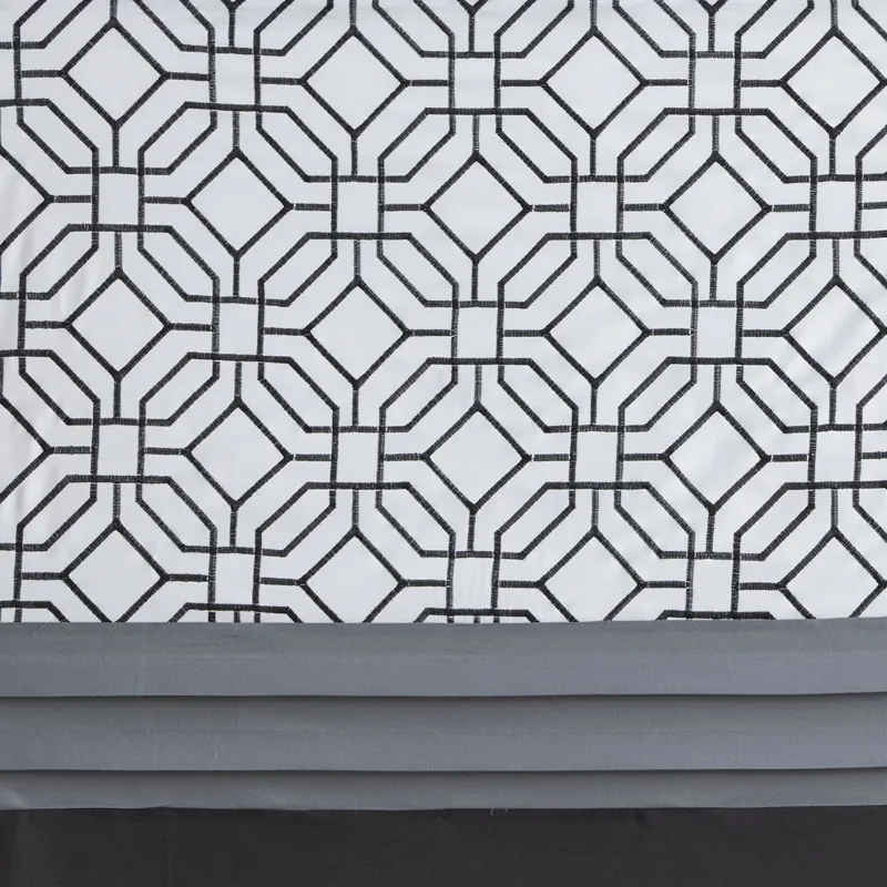510 Design Donnell Embroidered and Pieced Shower Curtain