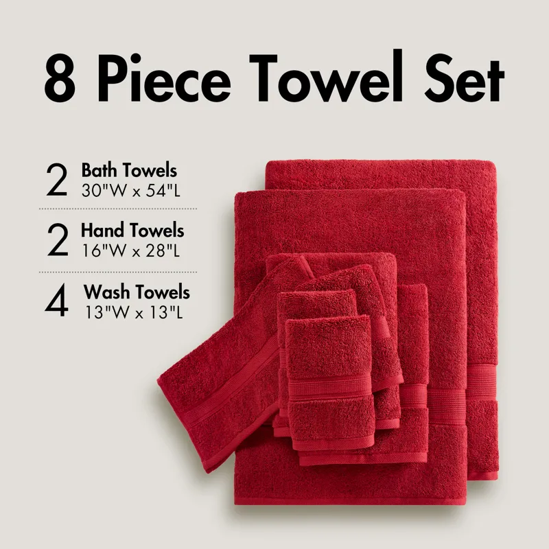 Madison Park Signature 800GSM 100% Cotton 8 Piece Towel Set