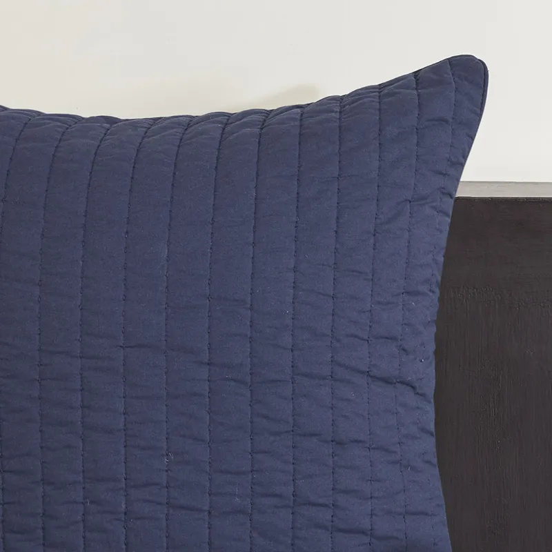 Camila Cotton Quilted Euro Sham - Navy