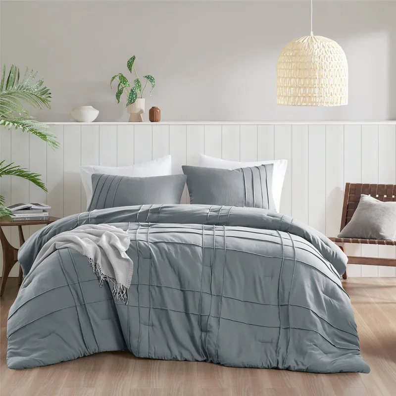 Comfort Spaces Walker Soft Washed Pleated Comforter Set