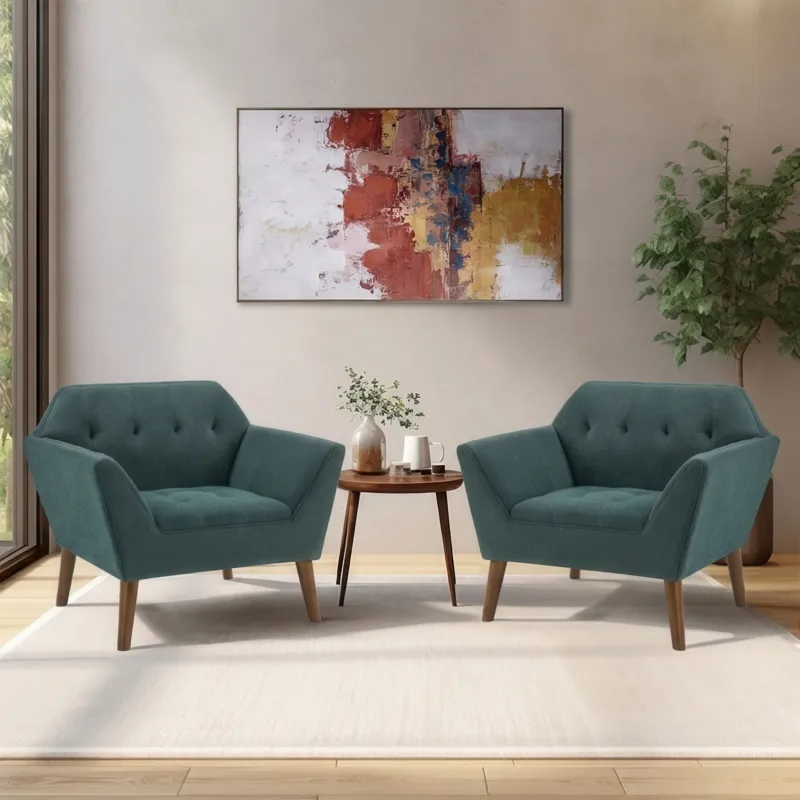 INK+IVY Newport Wide Mid-Century Modern Lounge Chair Set of 2