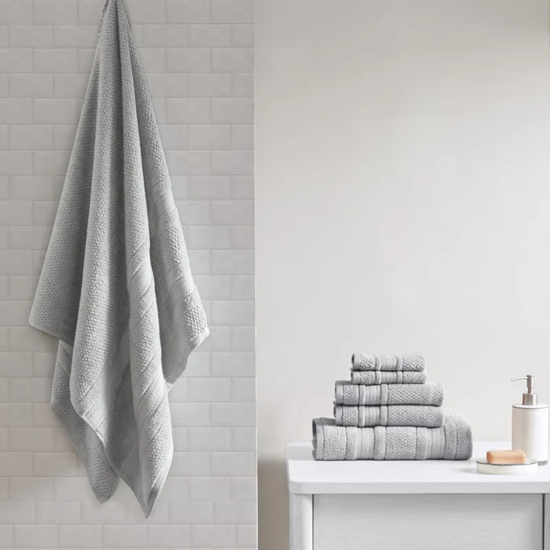 Madison Park Essentials Adrien Super Soft Cotton Quick Dry Bath Towel 6 Piece Set