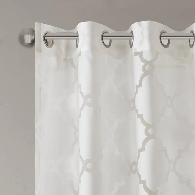 Madison Park Eden Fretwork Burnout Sheer Curtain Panel