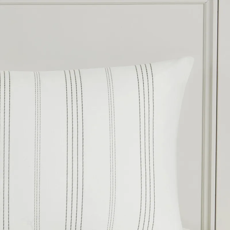 Morgan Queen 6 Piece Cotton Jacquard Oversized Comforter Set - White/Grey