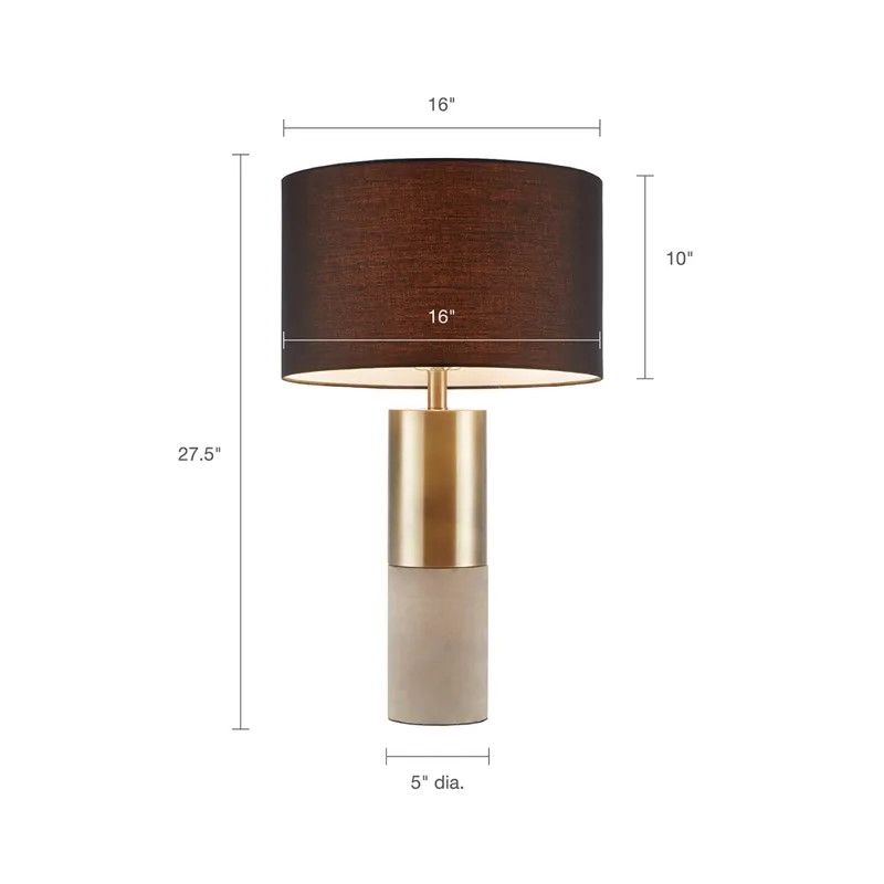 Fulton Fulton Metal and Concrete Table Lamp - Gold/Grey/Black