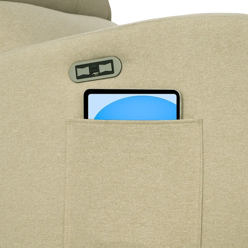 Dakota Power Recliner 3-in-1 with Swivel, Glider, USB Ports - Beige