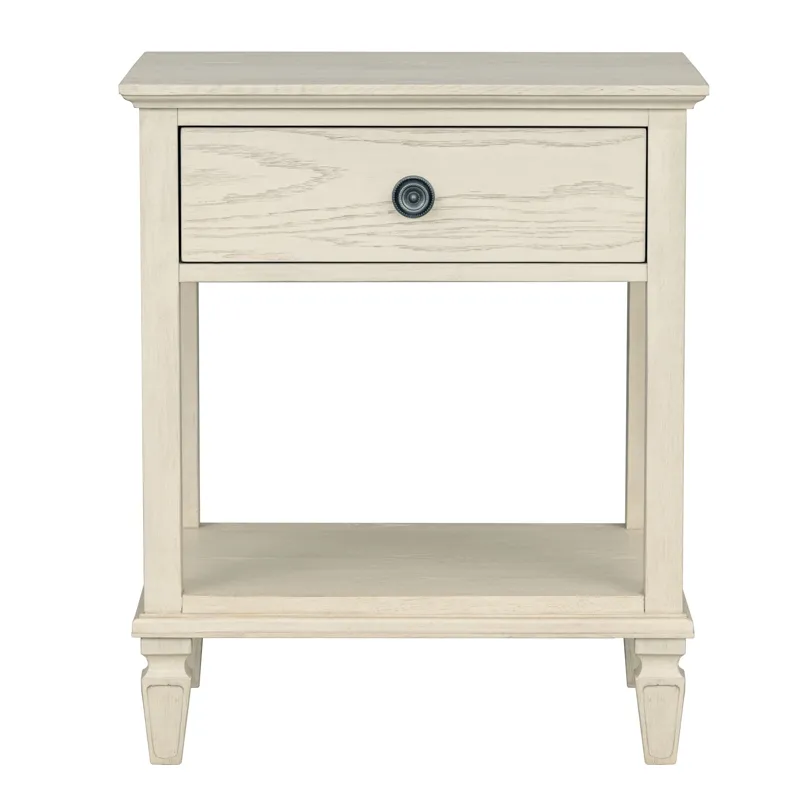 Victoria one-drawer wood bedside table with shelf - Antique Cream