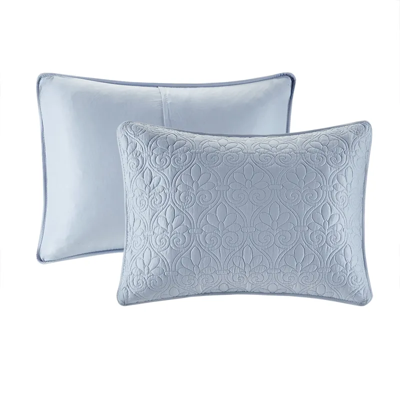 Quebec Full/Queen 3 Piece Reversible Quilt Set - Blue