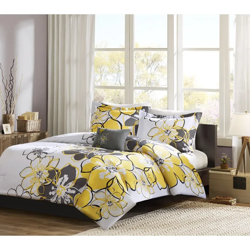 Allison King/California King Floral Comforter Set - Yellow
