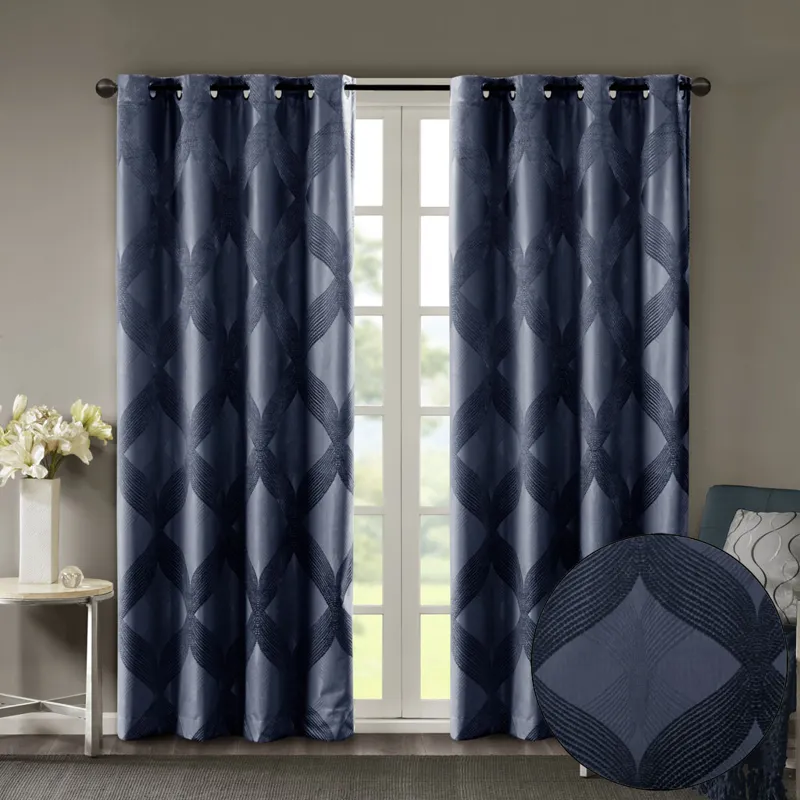 SunSmart Bentley Ogee Knitted Jacquard Total Blackout Curtain Panel