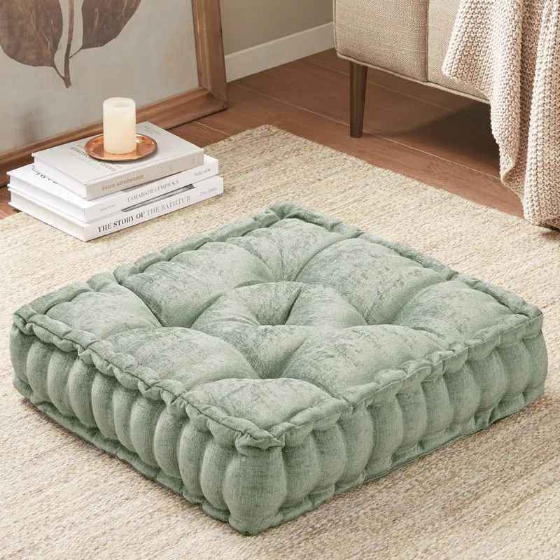Intelligent Design Azza Poly Chenille Square Floor Pillow Cushion Compress Pack