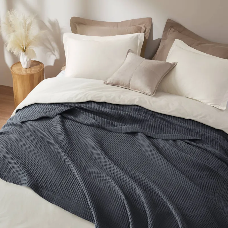 Madison Park Waffle Weave Cotton Blanket