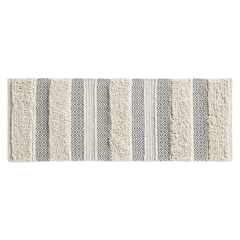 Asher Woven Texture Stripe Bath Rug - Grey