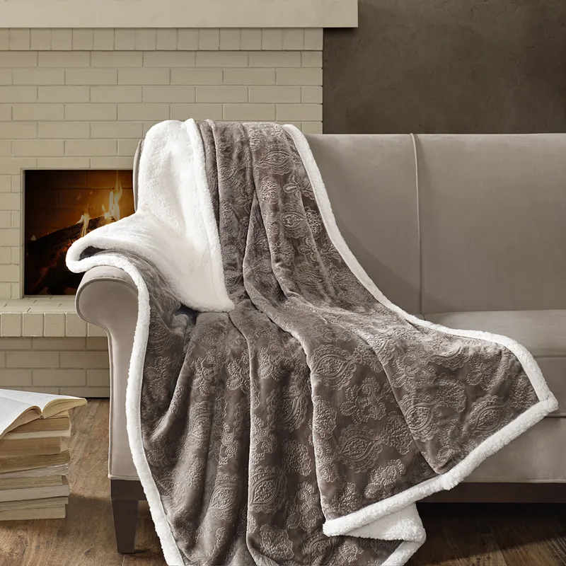 Elma Oversized Textured Plush Throw - Tan