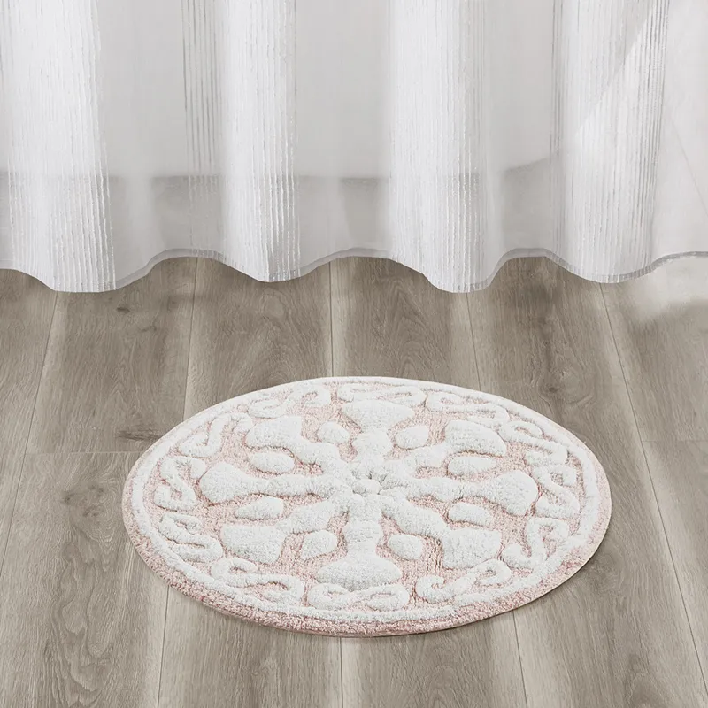 Casablanca Medallion Cotton Tufted Bath Rug - Pink
