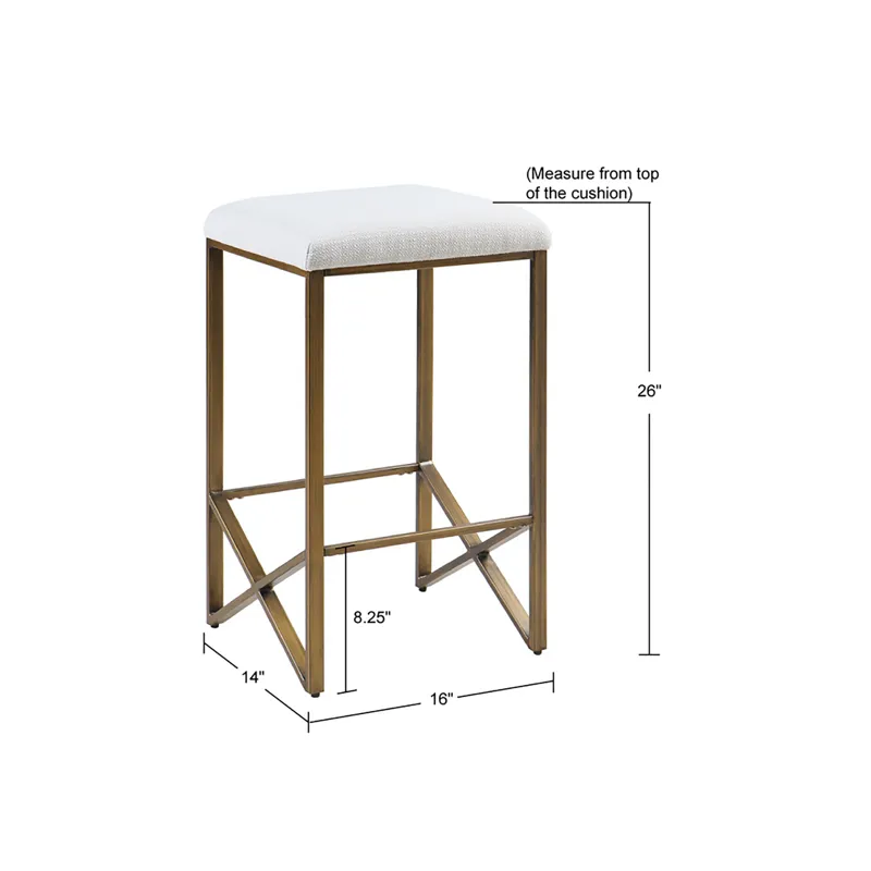 Marino Backless Upholstered Counter Stool 26\"H - Ivory