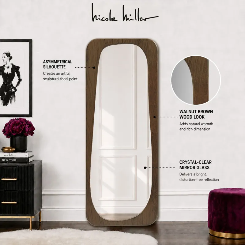 Nicole Miller Odette 23X60 Modern Full Length Floor Mirror - Walnut Brown