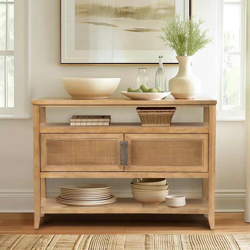 Naomi 2 Door Storage Console Table - Honey