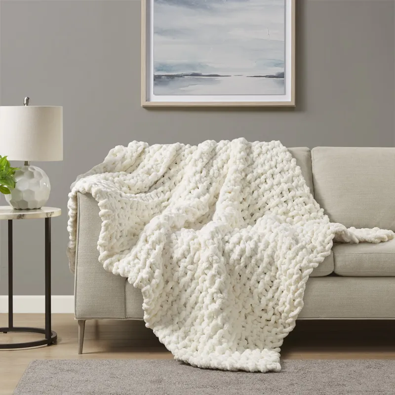 Madison Park Chenille Chunky Knit Throw