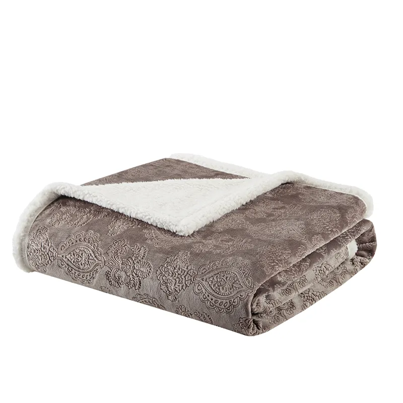 Elma Oversized Textured Plush Throw - Tan