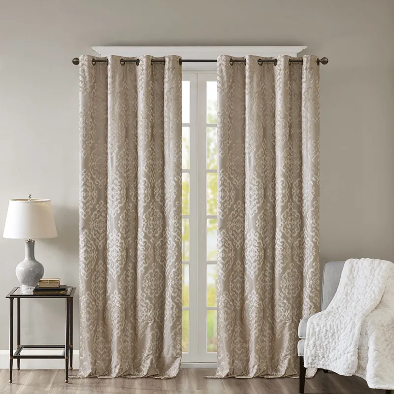 SunSmart Mirage Knitted Jacquard Damask Total Blackout Grommet Top Curtain Panel