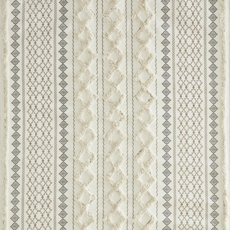 INK+IVY Imani Cotton Printed Shower Curtain with Chenille