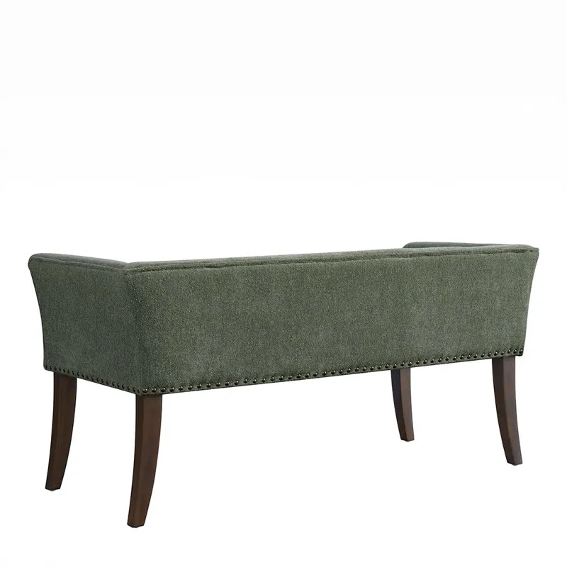Welburn 49.5\" Upholstered Bench with Back & Wood Legs - Green