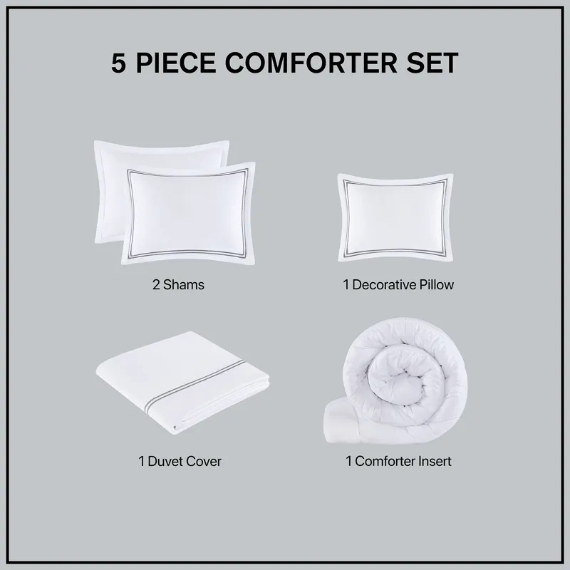 500 Thread Count Luxury Collection King/California King 100% Cotton Sateen Embroidered Comforter Set