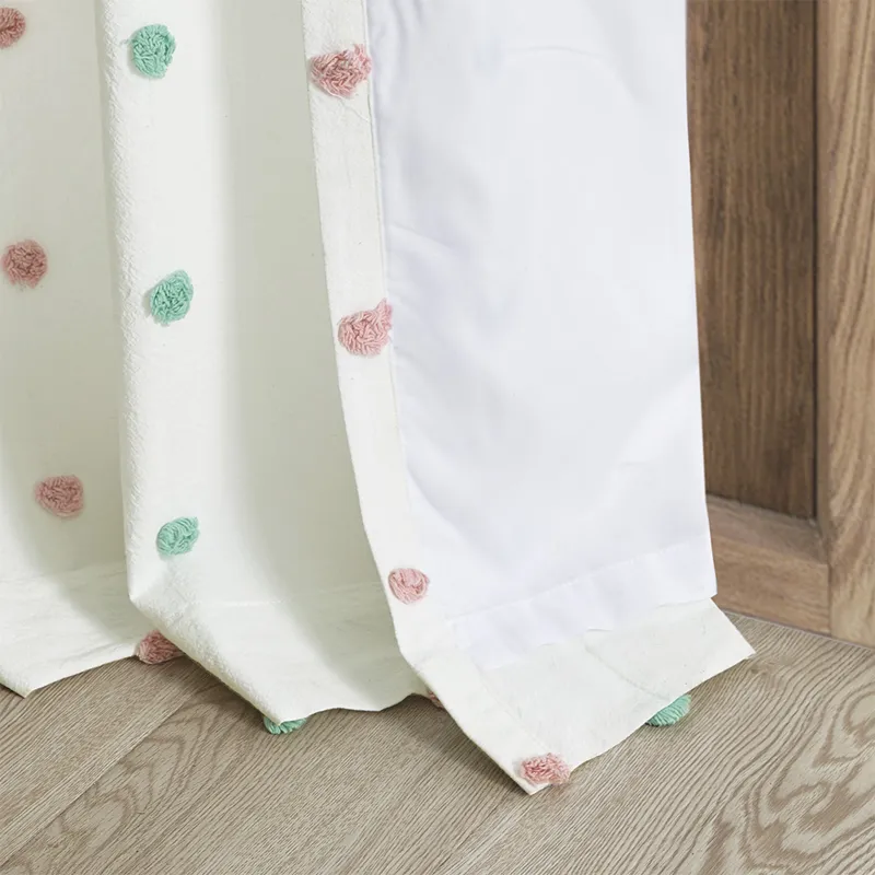Callie Cotton Jacquard Pom Pom Curtain Panel - Multi