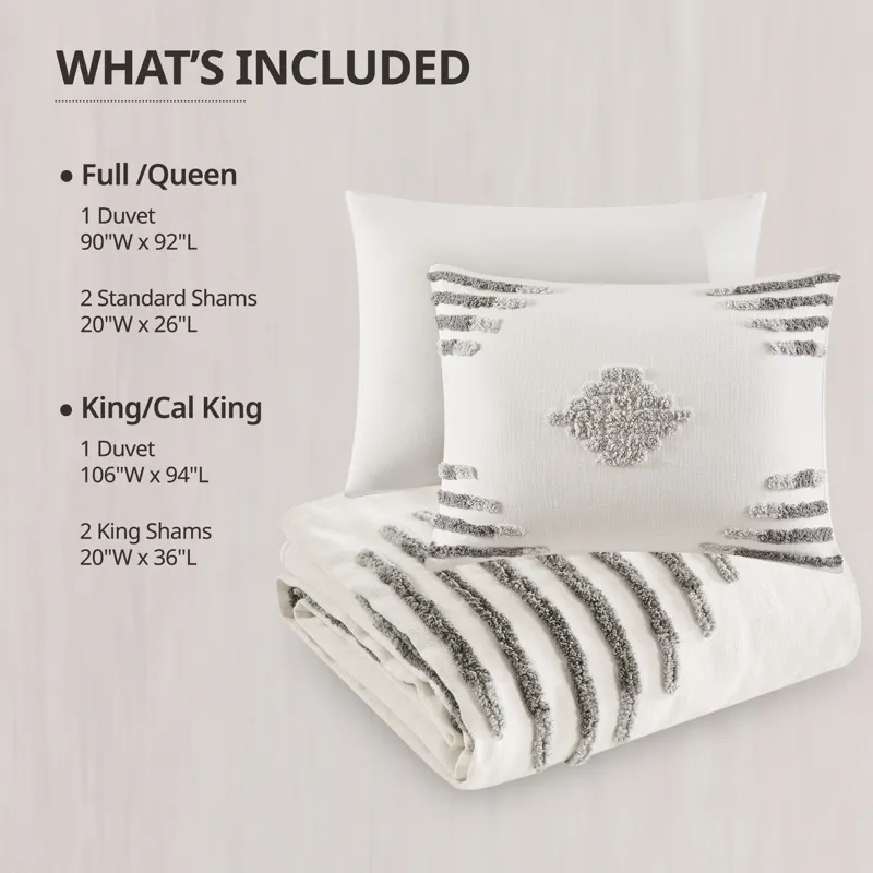 INK+IVY Tahli 3 Piece Cotton Blend Chenille Duvet Cover Set
