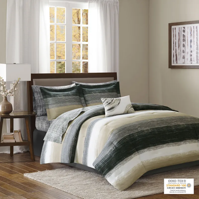 Madison Park Essentials Saben Comforter Set with Cotton Bed Sheets