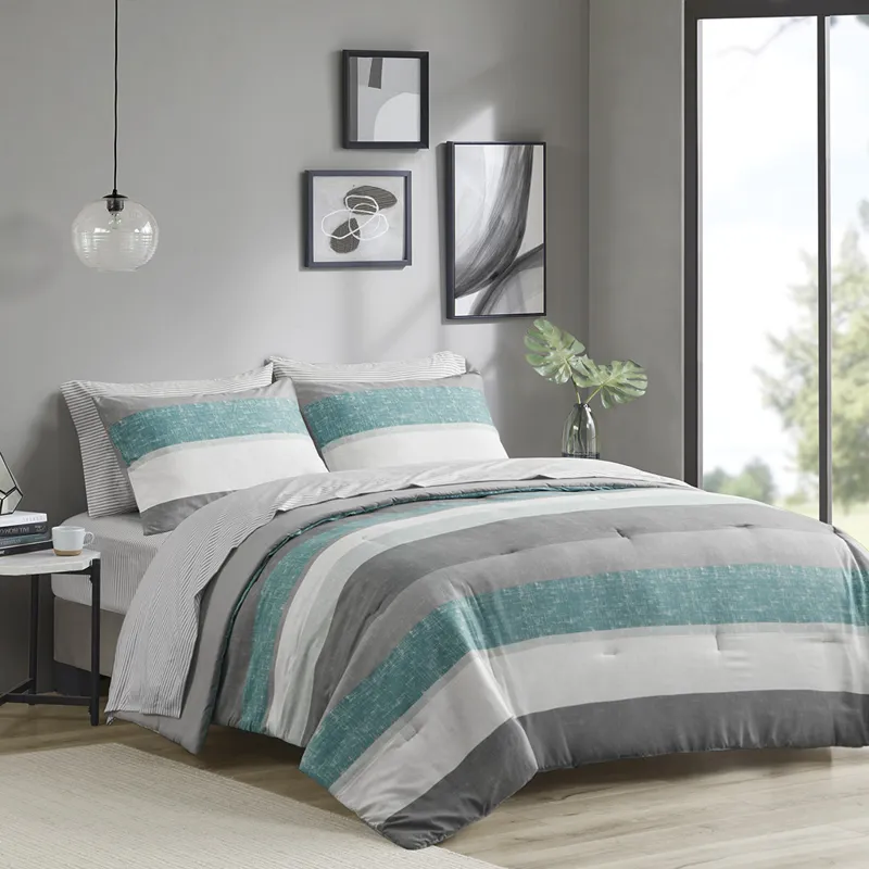 Madison Park Essentials Jaxon Stripe Comforter Set with Bed Sheets