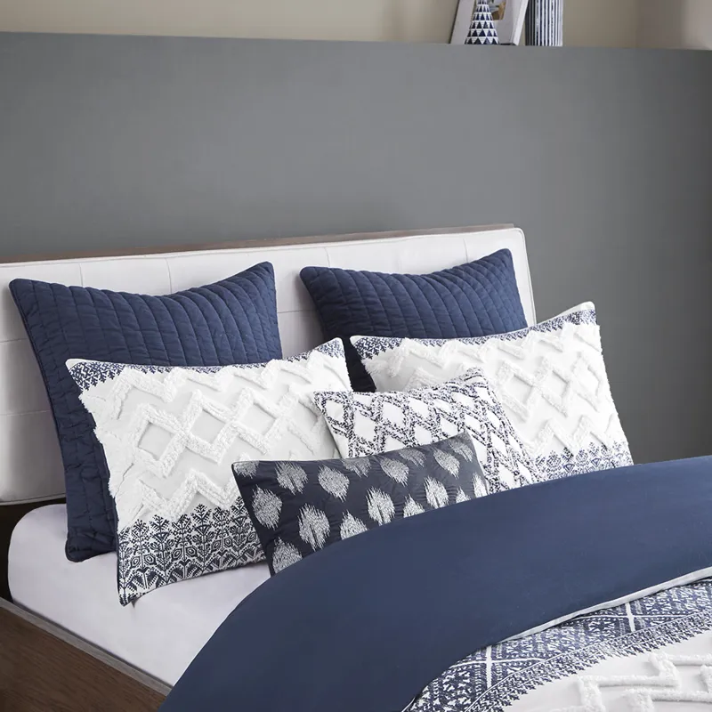 Camila Cotton Quilted Euro Sham - Navy
