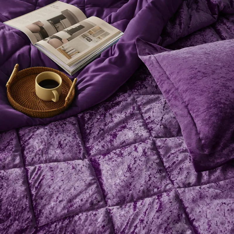 Felicia King/California King Velvet Comforter Set with Throw Pillow - Purple