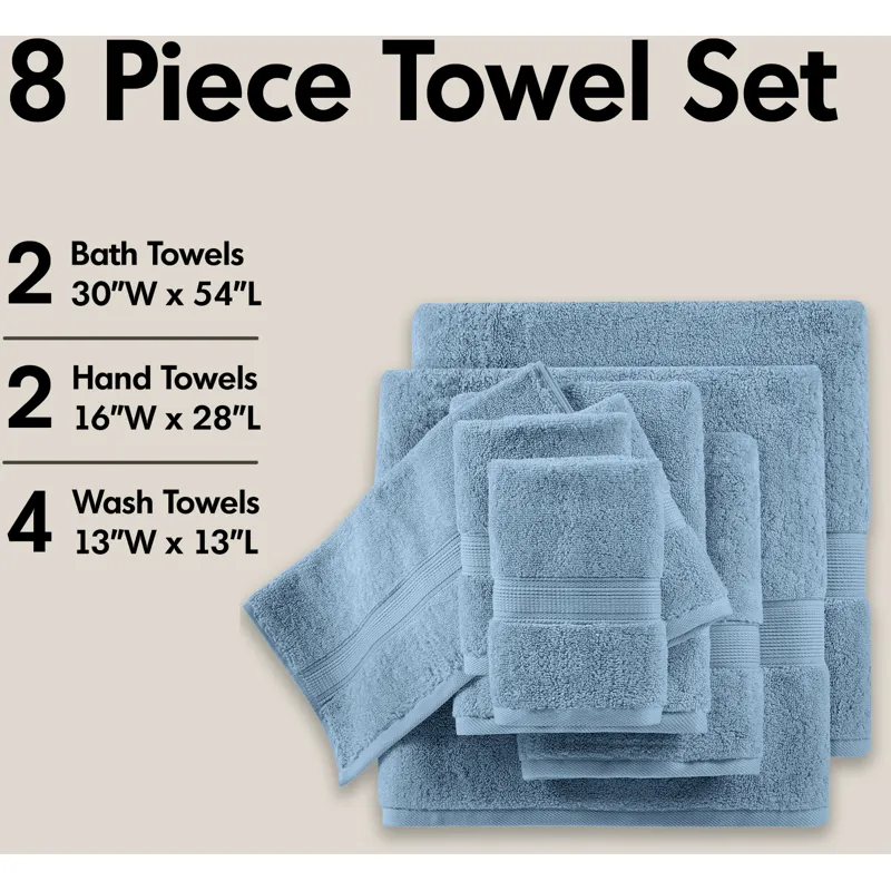 Madison Park Signature 800GSM 100% Cotton 8 Piece Towel Set