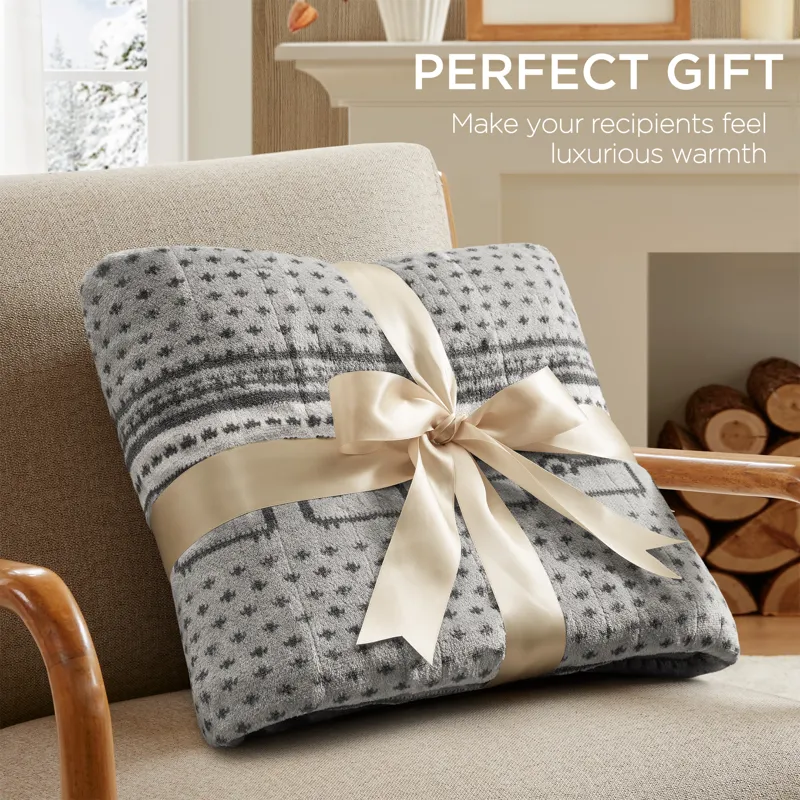 Woolrich Print Plush to Sherpa Heated Throw
