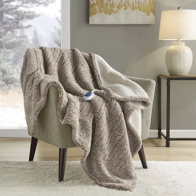 True North by Sleep Philosophy Marbled Sherpa Heated Throw