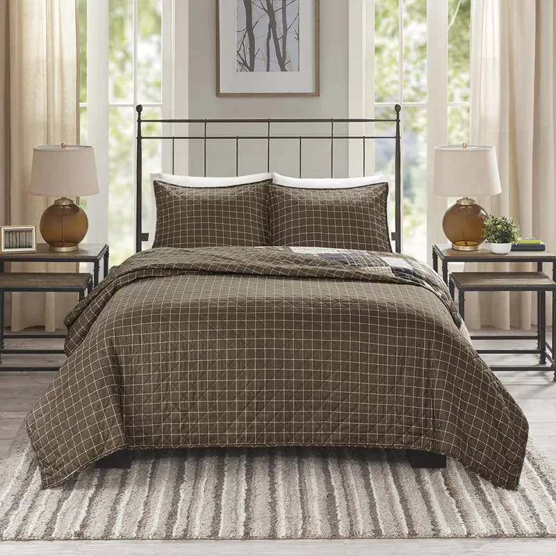 Madison Park Timber 3 Piece Reversible Printed Quilt Set