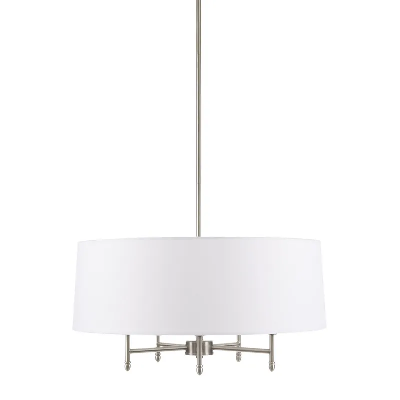 Presidio Presidio 5-Light Dimmable Chandelier with Drum-shaped Fabric Shade & Adjustable Height - Si