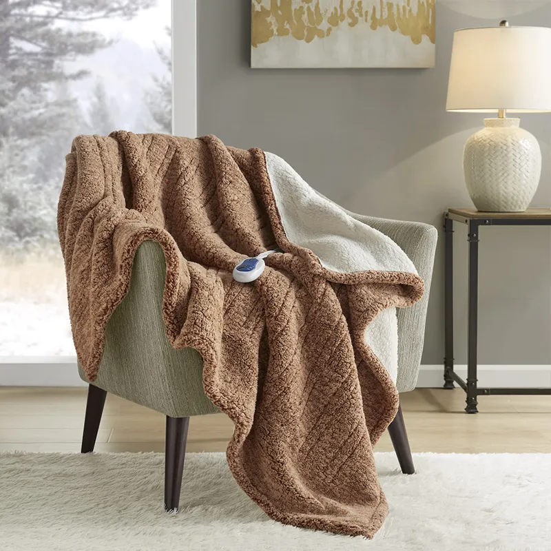 True North by Sleep Philosophy Marbled Sherpa Heated Throw