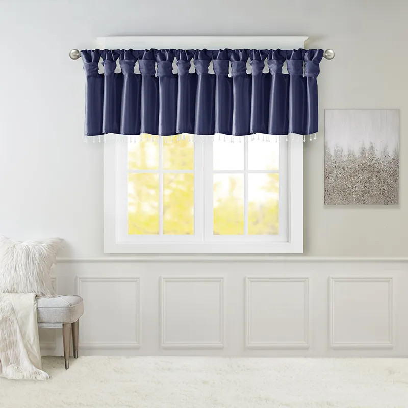 Madison Park Emilia Lightweight Faux Silk Valance With Beads