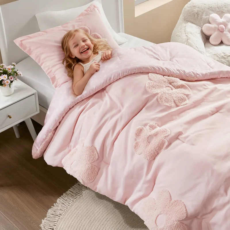 Urban Habitat Kids Gracie Floral Reversible Tufted Chenille Comforter Set with Flower Throw Pillow