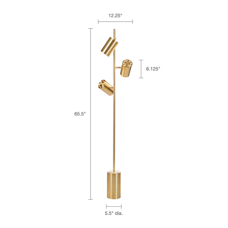 Alta 3-Light Metal Floor Lamp - Gold