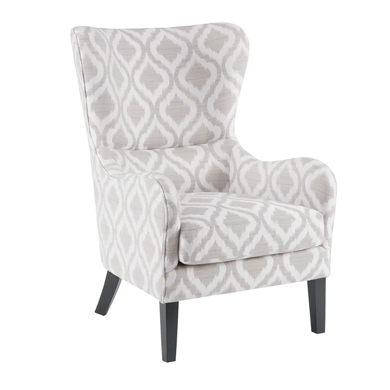 Arianna Swoop Wing Chair - Grey/White