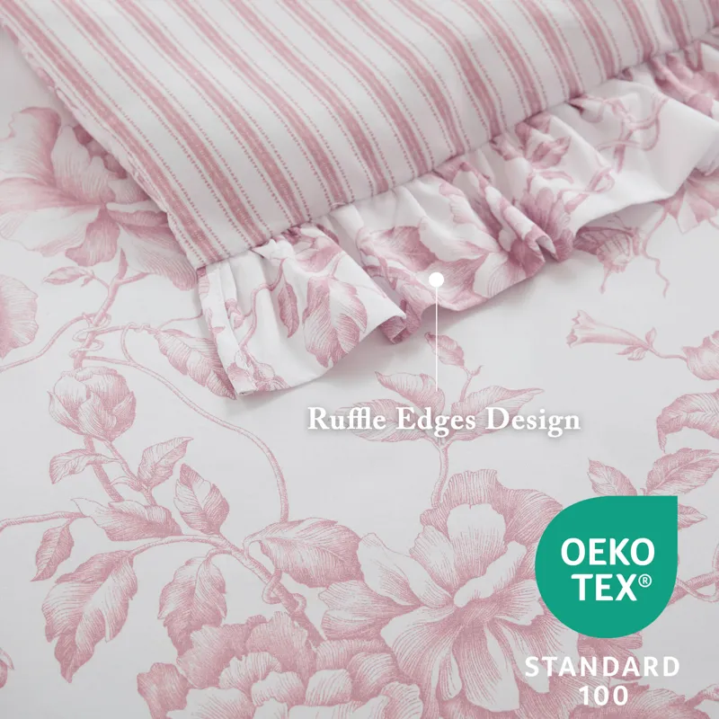 Adele King 5 Pieces Comforter Set with Decorative Pillows - Pink