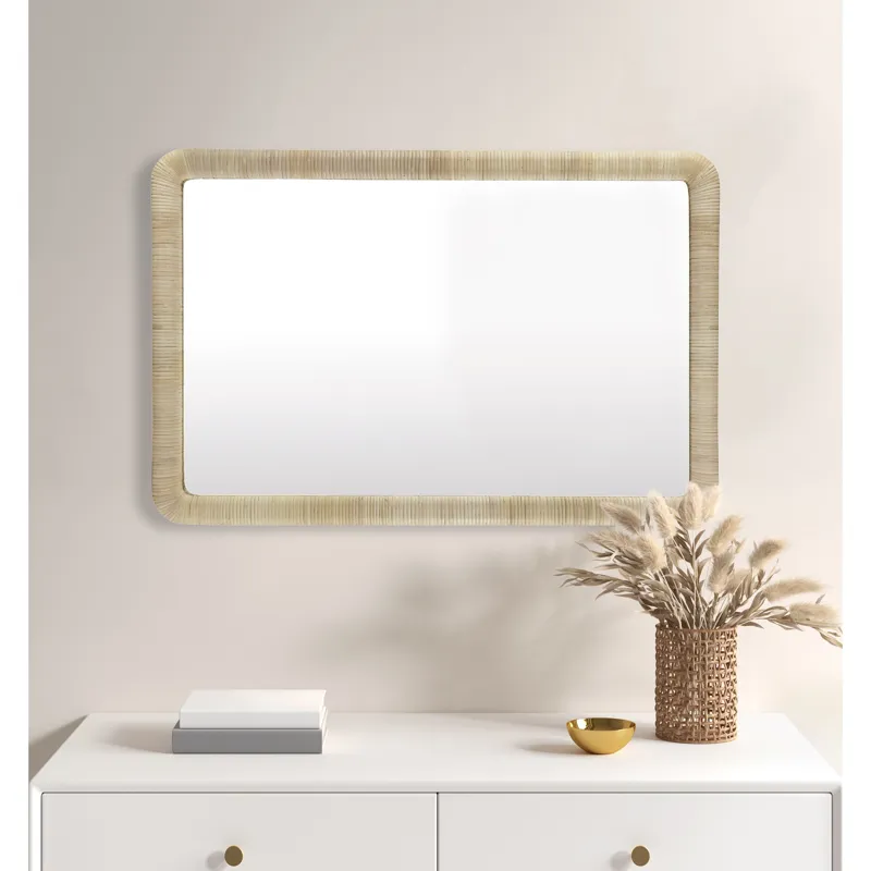 Nova Natural Rattan Rectangle Wall Mirror - Natural