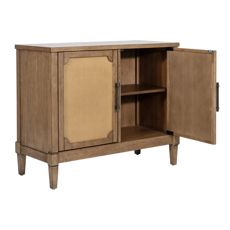 Salina Woven Cane Accent Cabinet - Toasted Almond