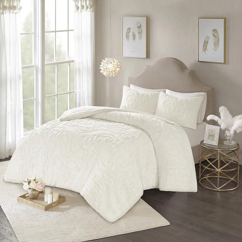 Madison Park Laetitia Tufted Cotton Chenille Medallion Duvet Cover Set