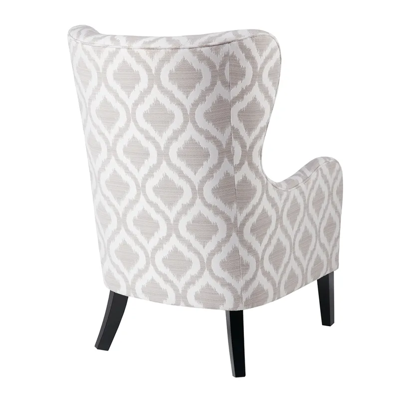 Arianna Swoop Wing Chair - Grey/White